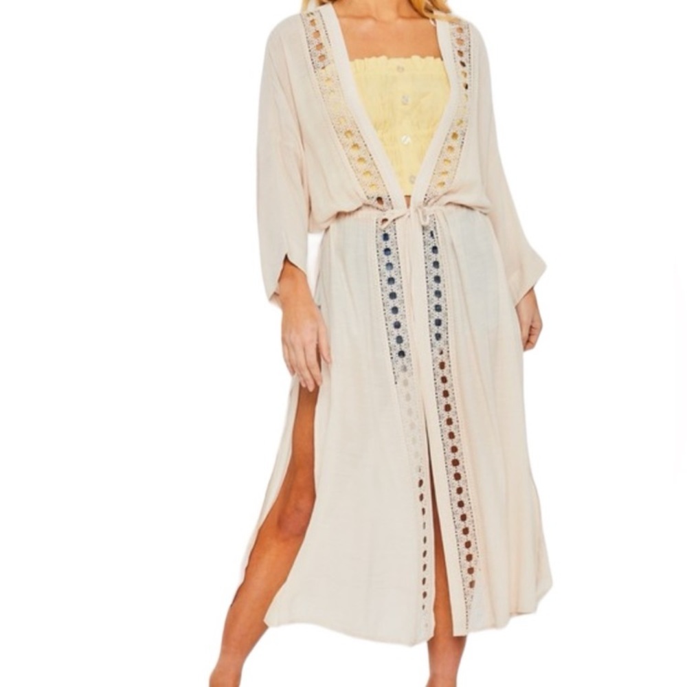 Crochet Split Side Tie Front Duster